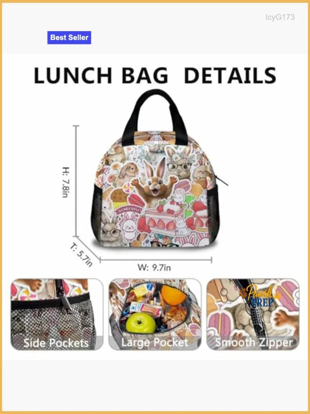 Kids Backpack Set with Lunch Box Pencil Case, Cute Bunny for School